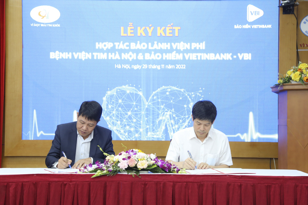 Bảo hiểm VietinBank - VBI và Bệnh viện Tim Hà Nội chính thức ký kết thỏa thuận hợp tác bảo lãnh viện phí nhằm gia tăng quyền lợi cho khách hàng khi khám chữa bệnh.