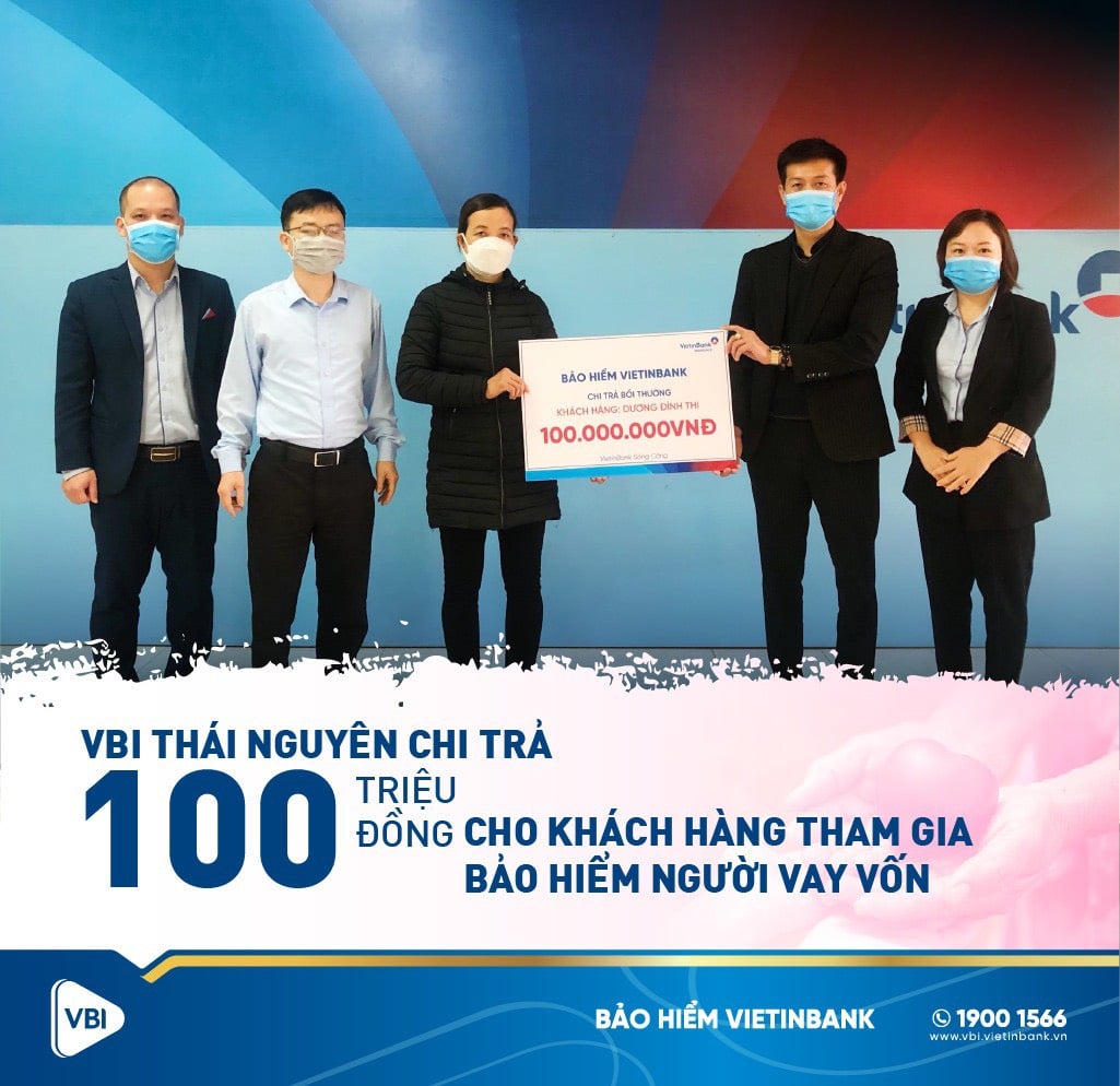 VBI Thái Nguyên chi trả 100 triệu đồng Bảo hiểm Người vay vốn