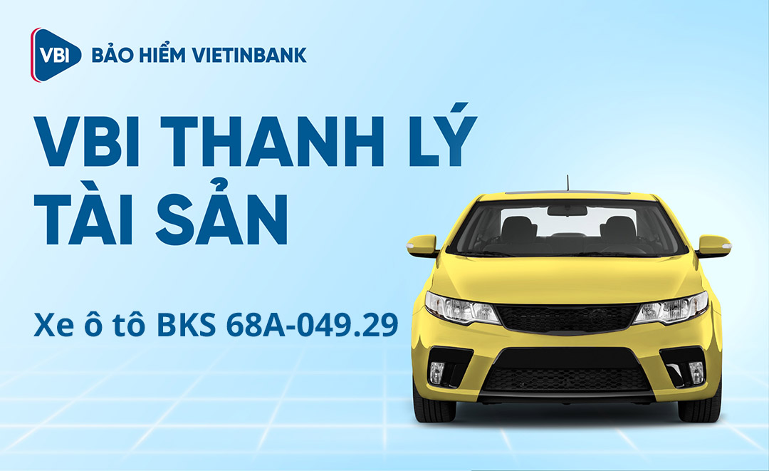 VBI thông báo thanh lý tài sản xe ô tô BKS 68A-049.29