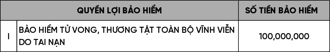 Quyền lợi bảo hiểm tai nạn